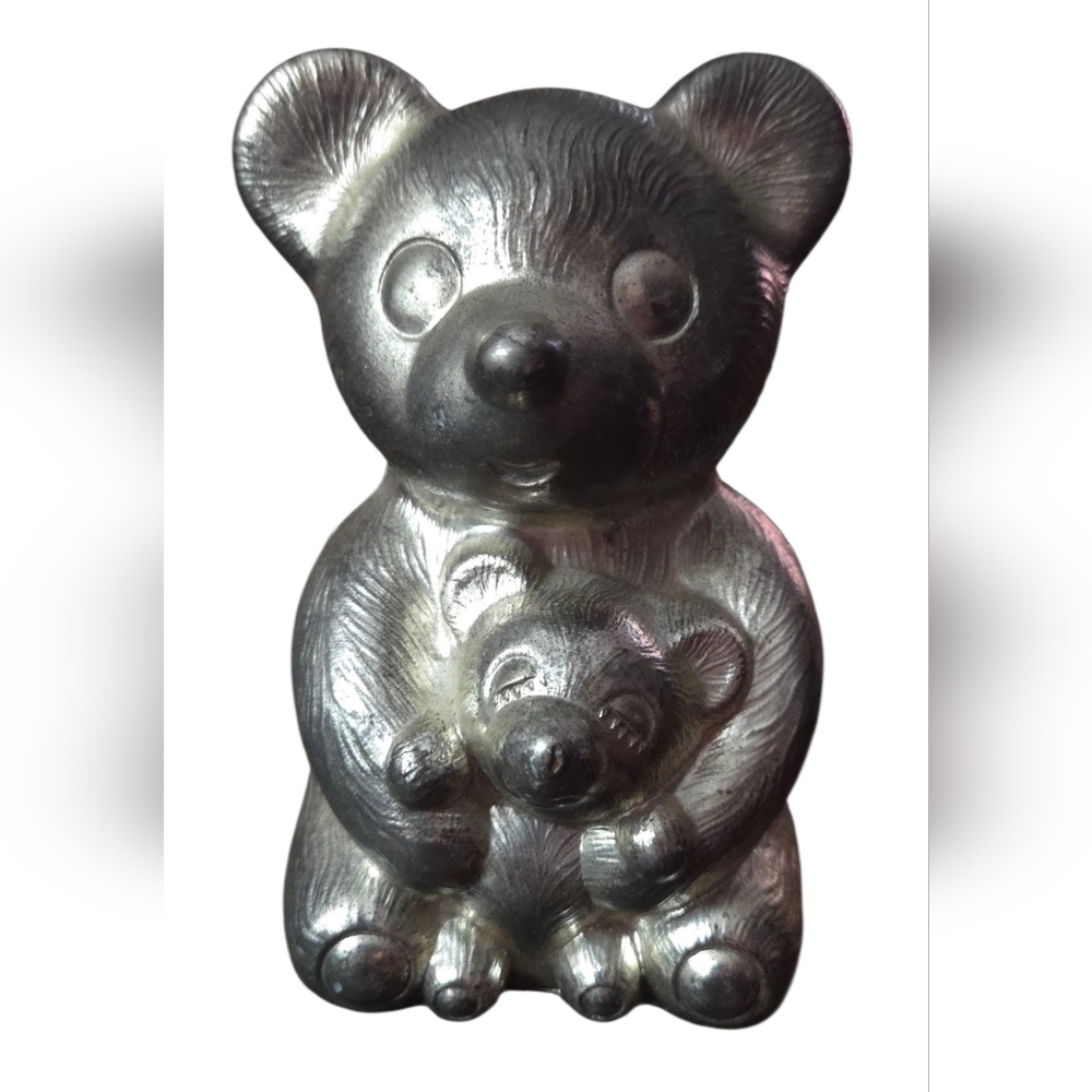 Vintage Silver-Plated Teddy Bear Coin Bank Tarnish Resistant Made In Japan